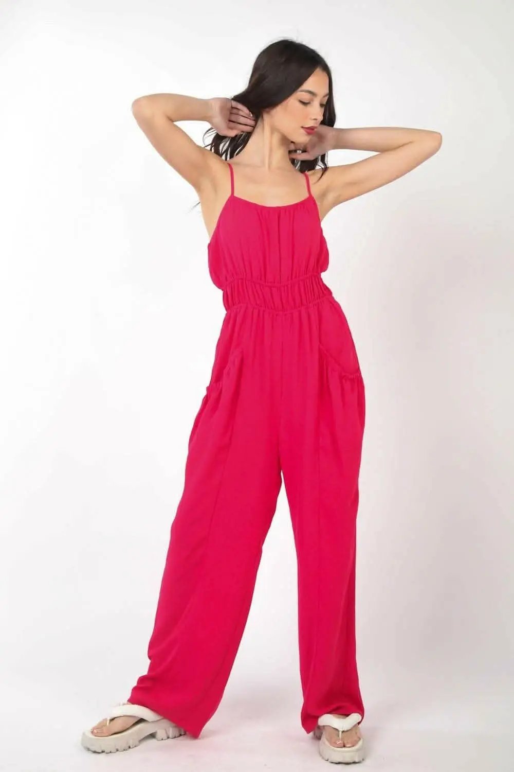 Elegant Pintuck Sleeveless Jumpsuit with Versatile Style - Love Salve